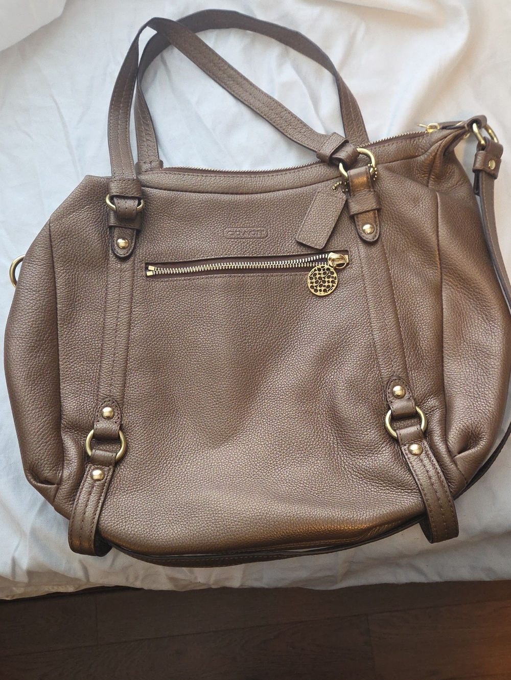 Coach Brown Leather Tote with Gold Hardware